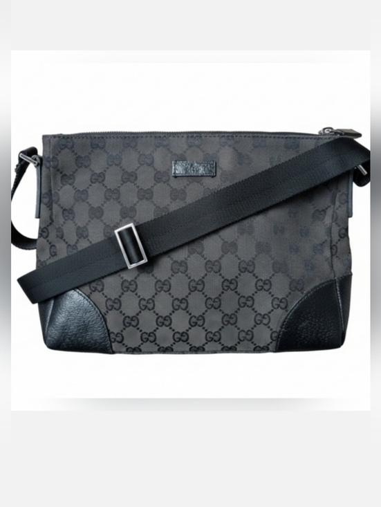 Gucci Handbags - Gucci GG Monogram Canvas Messenger Bag, Black - EUC!